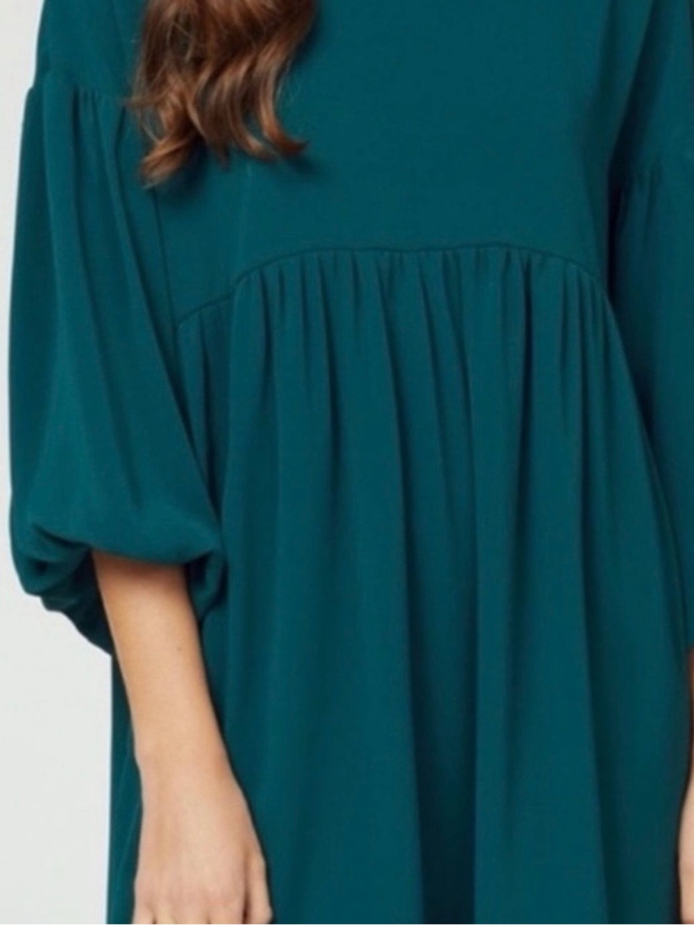 Arula Size 18/20 B Flowy Teal Babydoll Dress with Balloon Sleeves
